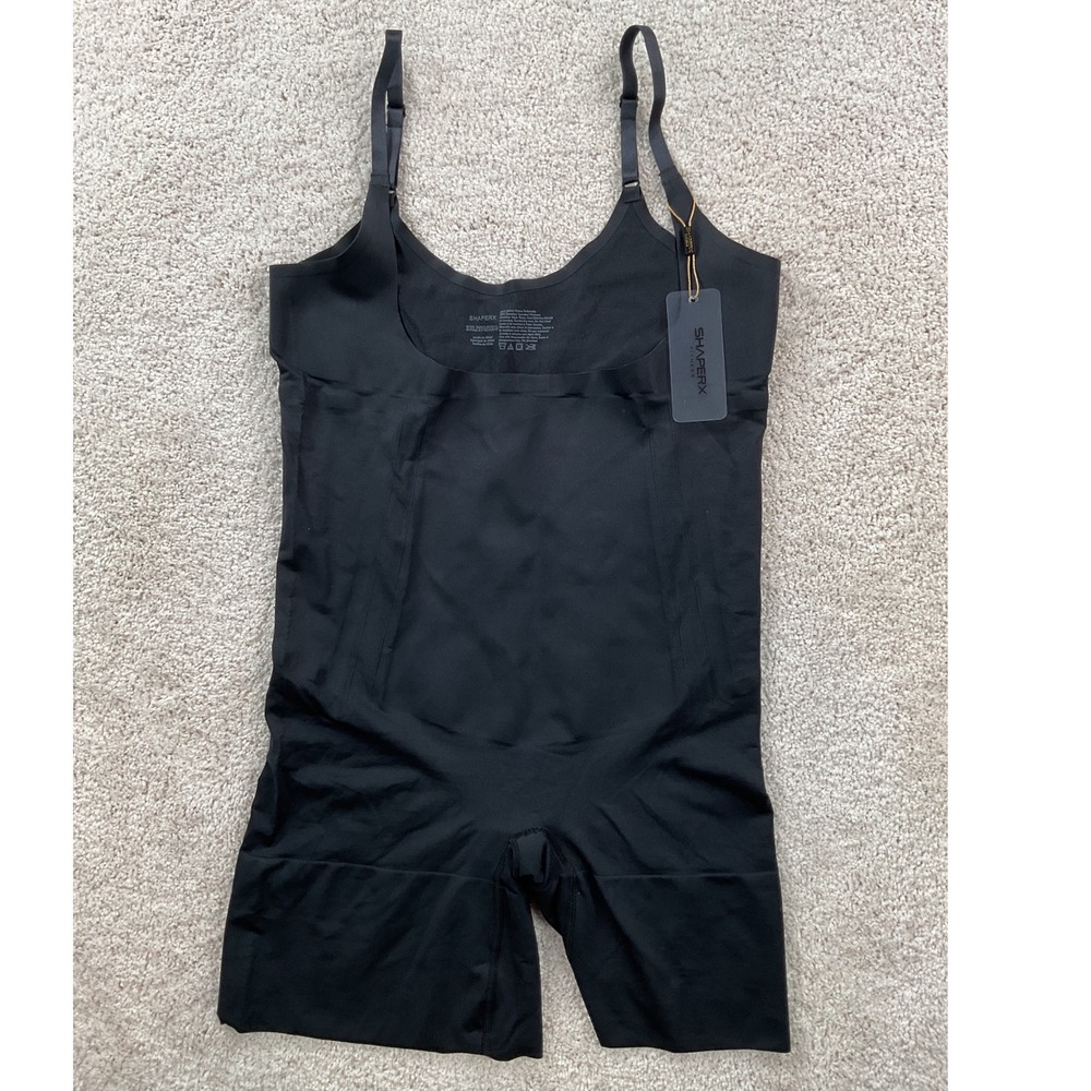SHAPERX Fitness Womens Full Body‎ Shaper 2XL Black Tummy Control Bodysuit NWT